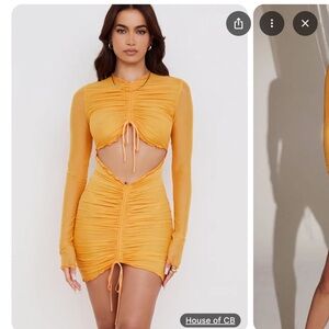 House of CB orange long sleeve mini dress